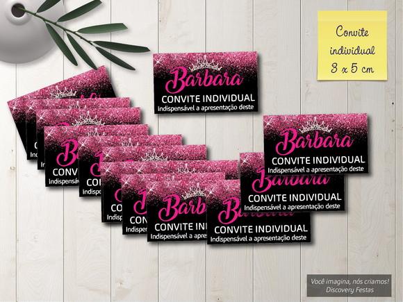 Convite Individual Preto com Pink Debutante