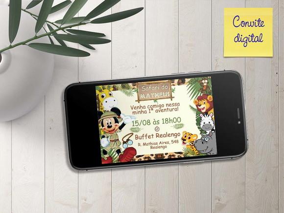 Convite Digital Mickey Safari