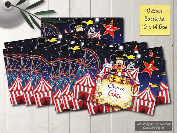 Rótulo Adesivo Sacola Circo do Mickey