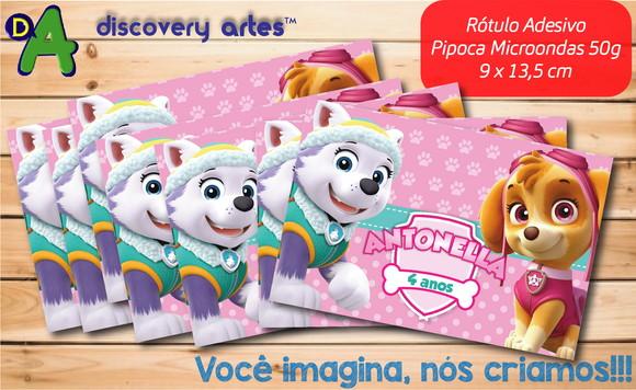 Rótulo Adesivo Pipoca de Microondas Patrulha Canina Skye