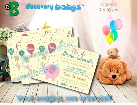 Convite Chá de bebê elefante