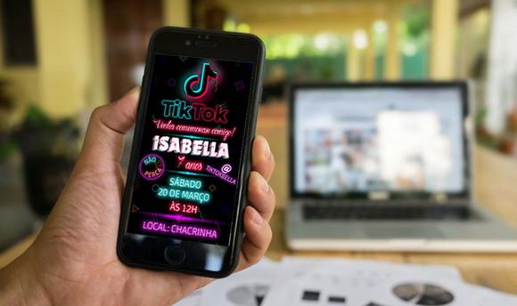 Convite Digital Neon TIKTOK