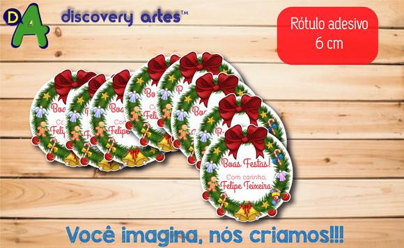 Rótulo Adesivo Redondo de Natal