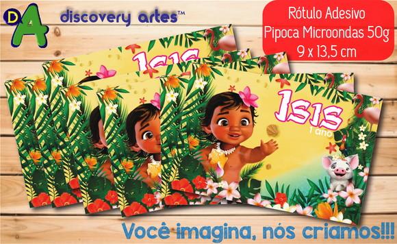 Rótulo Adesivo Pipoca de Microondas Moana Baby