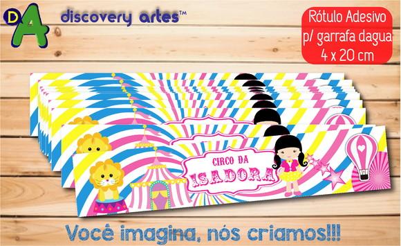 Rótulo Adesivo Garrafa D'água Circo Rosa