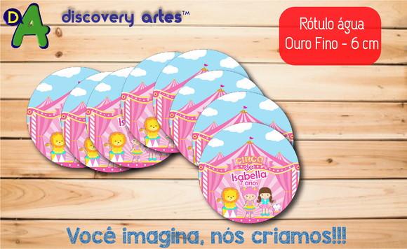 Rótulo Adesivo Água Ouro Fino Circo Rosa