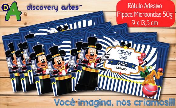 Rótulo Adesivo Pipoca de Microondas Circo do Mickey