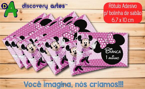 Rótulo Adesivo Bolinha de Sabão Minnie Rosa