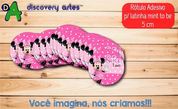 Rótulo Adesivo Latinha Minnie Rosa