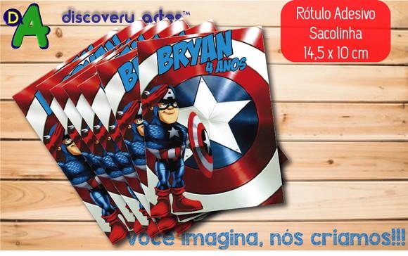 Rótulo Adesivo Sacola Capitão America