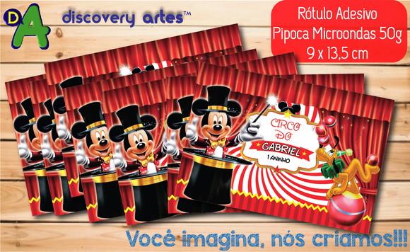 Rótulo Adesivo Pipoca de Microondas Circo do Mickey