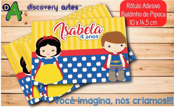 Rótulo Adesivo Baldinho de Pipoca Branca de Neve