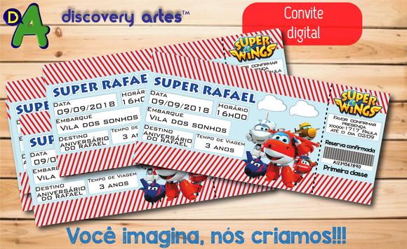 Convite Passagem Digital Super Wings
