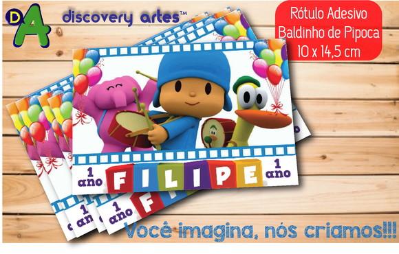 Rótulo Adesivo Baldinho de Pipoca Pocoyo