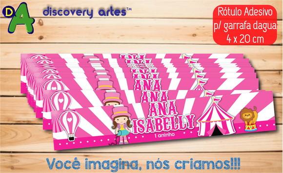 Rótulo Adesivo Garrafa D'água Circo Rosa