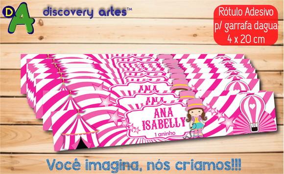 Rótulo Adesivo Garrafa D'água Circo Rosa