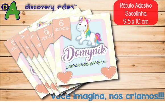 Rótulo Adesivo Sacola Unicornio