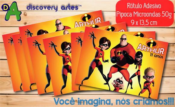Rótulo Adesivo Pipoca de Microondas os Incríveis