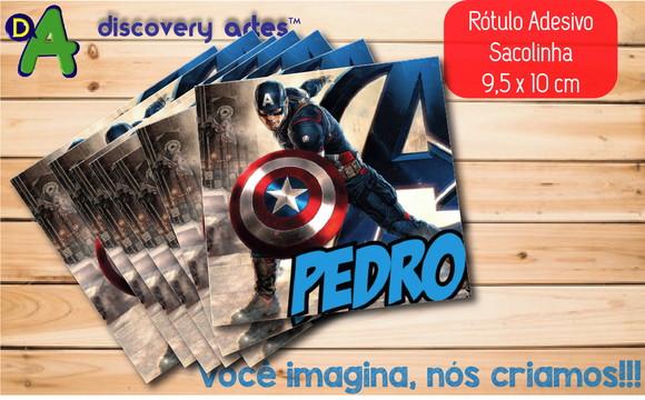 Rótulo Adesivo Sacola Capitão America