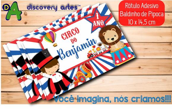 Rótulo Adesivo Baldinho de Pipoca Circo