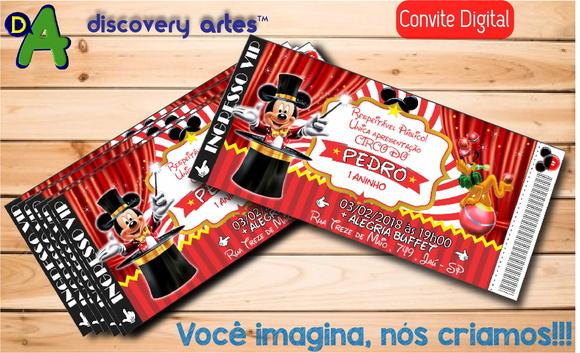 Convite Ingresso Digital Circo do Mickey