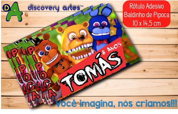 Rótulo Adesivo Baldinho de Pipoca Five Nights At Freddy’s