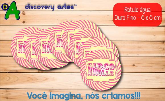Rótulo Adesivo Água Ouro Fino Circo Rosa