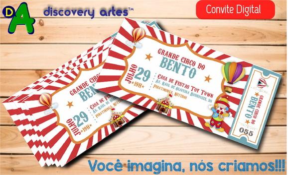 Convite Ingresso Digital Circo Vintage