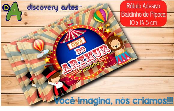 Rótulo Adesivo Baldinho de Pipoca Circo Vintage