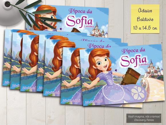 Rótulo Baldinho de Pipoca Princesa Sofia