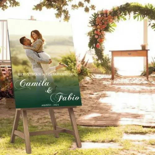 Placa de Recepção Bem-vindos Casamento com Foto