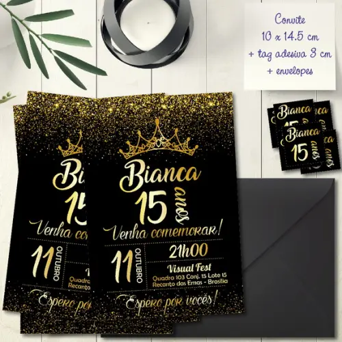 Convite Preto e Dourado