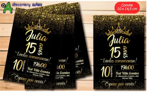 Convite Preto e Dourado