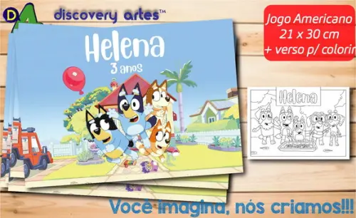 Jogo Americano Infantil Descartavél Bluey (tamanho A4)