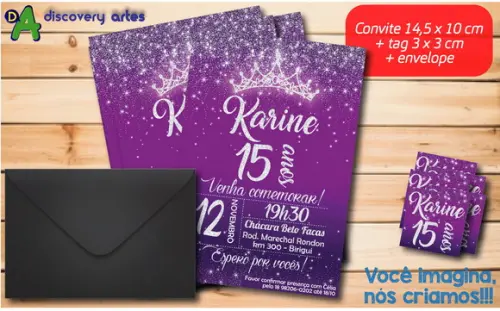 Convite Aniversário 15 Anos Roxo
