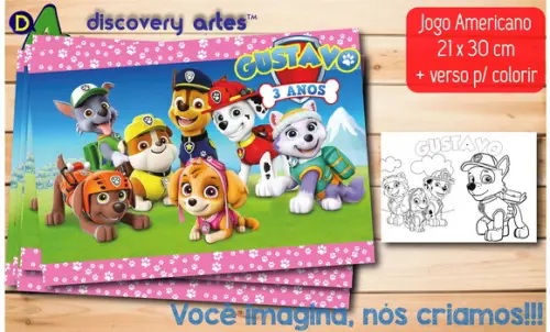 Jogo Americano Infantil Patrulha Canina (descartável - A4)