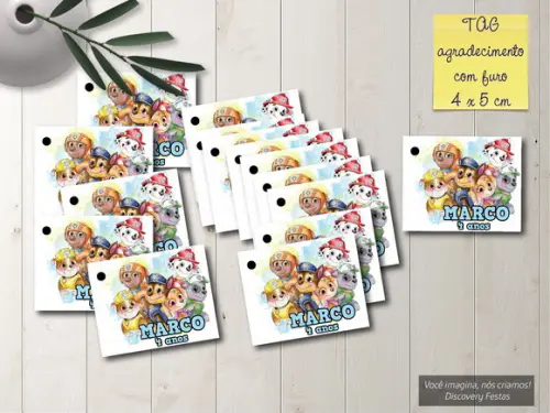 Tag Agradecimento Patrulha Canina Aquarela