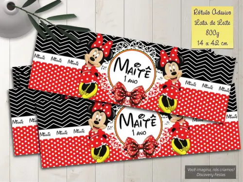 Rótulo Adesivo Lata de Leite 800g Minnie