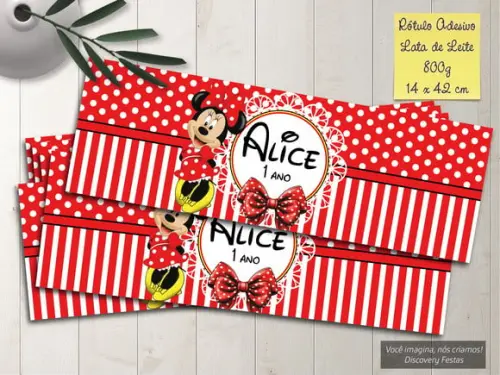 Rótulo Adesivo Lata de Leite 800g Minnie