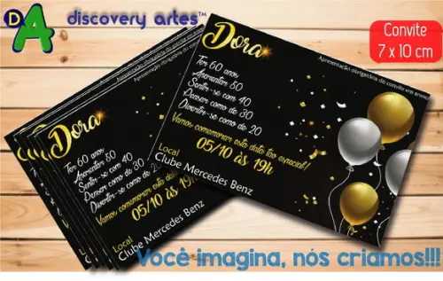 Convite 60 anos Preto e Dourado