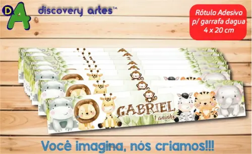 Rótulo Adesivo Garrafa D'água Safari Aquarela
