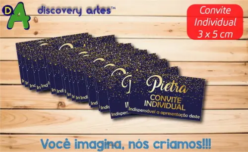 Convite Individual 15 Anos Marinho com Dourado