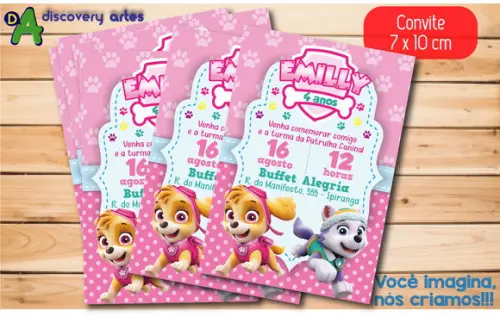 Convite Patrulha Canina Skye e Everest