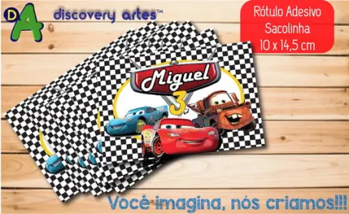 Rótulo Adesivo Sacolinha Carros