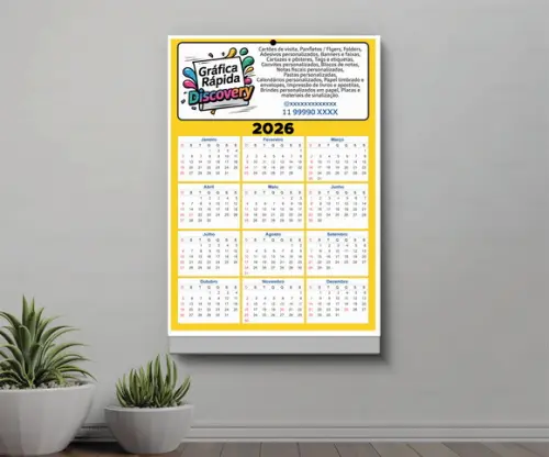 Calendário Folhinha de Parede Anual 2026 Personalizado (a3)