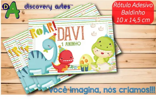 Rótulo Adesivo Baldinho Dino Baby