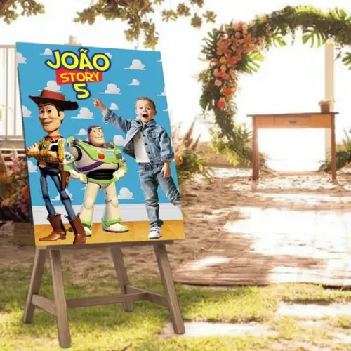 Placa de Recepção Toy Story com Foto da Criança