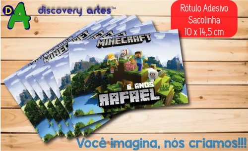 Rótulo Adesivo Sacolinha Minecraft