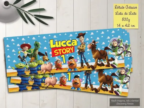 Rótulo Adesivo Lata de Leite Toy Story (800g)