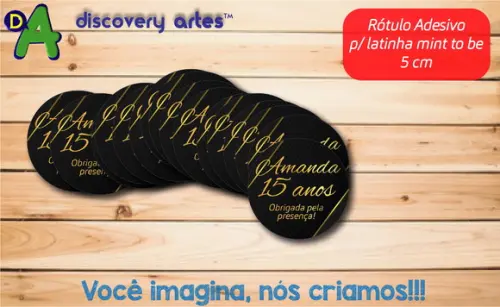 Rótulo Adesivo Latinha Preto com Dourado